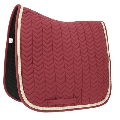 Alforge bordô para sela de cavalo com padrão em zig-zag e borda clara
