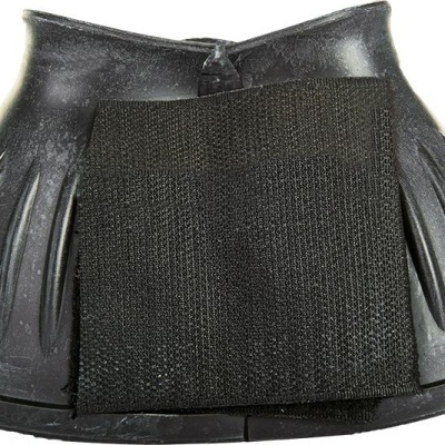 Campana preta para cavalo em borracha com faixa elástica preta