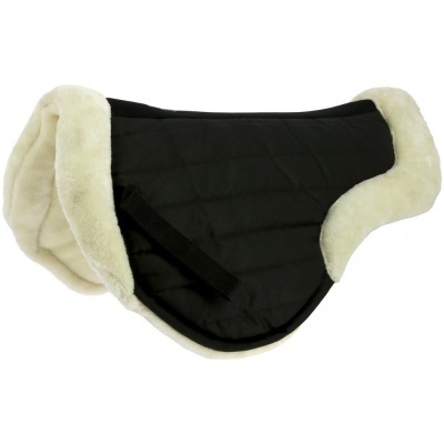 Protector para sela preto com bordas felpudas creme