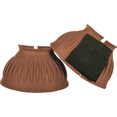 Dois campânulos castanhos em borracha com textura ondulada e almofada adesiva preta