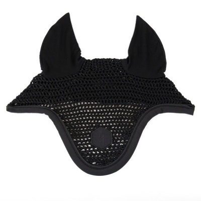 Protetor de orelhas de cavalo preto em malha e tecido