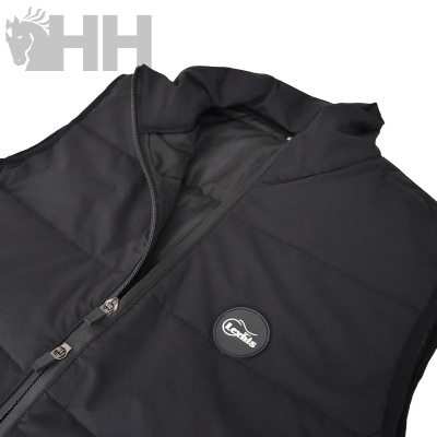 Colete acolchoado preto com fecho de correr e logótipo Loxxis