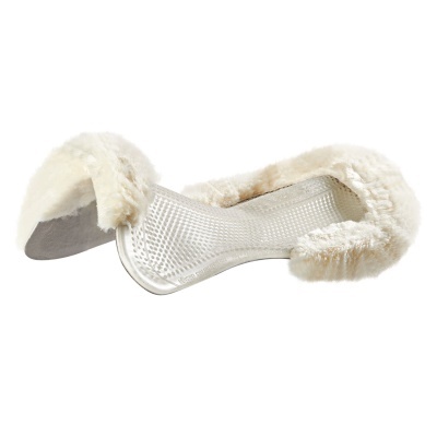 Manta para cavalo bege claro com parte central texturizada e bordas em pelo macio