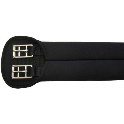 Cinta elástica preta com fivelas metálicas prateadas