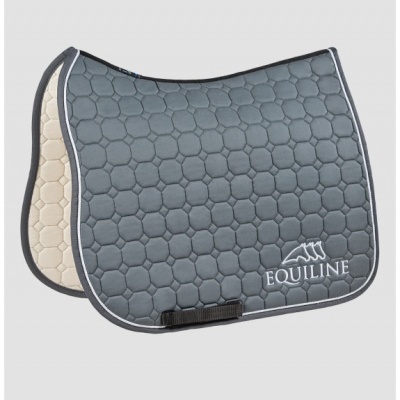 Tapete de sela acolchoado cinzento e bege com logo EQUILINE