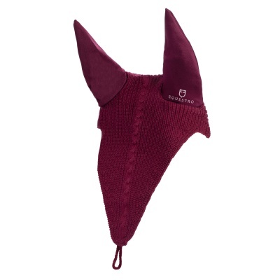 Touca para cavalo bordeaux trançada com orelhas e logotipo EQUESTRO