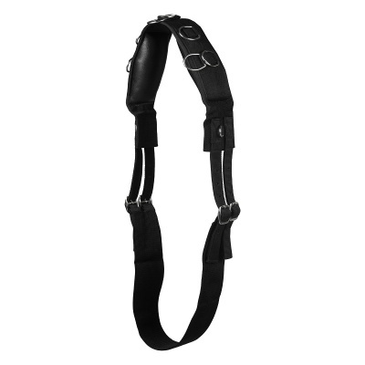 Correia de ombro preta em nylon com almofada e anéis metálicos