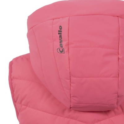 casaco acolchoado cor-de-rosa com capuz e logótipo Cavallo