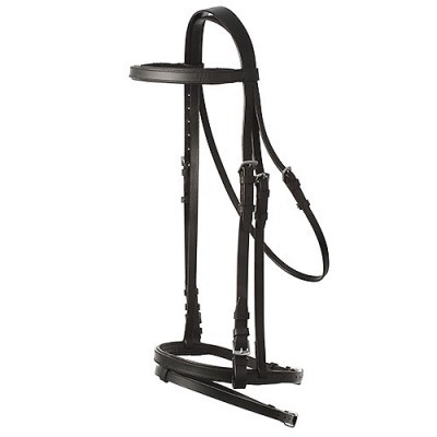 Cabresto de cavalo em couro preto com fivelas