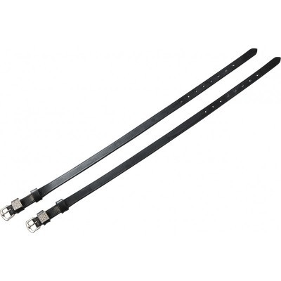 Par de correias de pele preta com fivelas prateadas