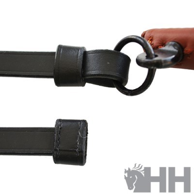 Alça de bolsa em couro preto e castanho com argola metálica preta