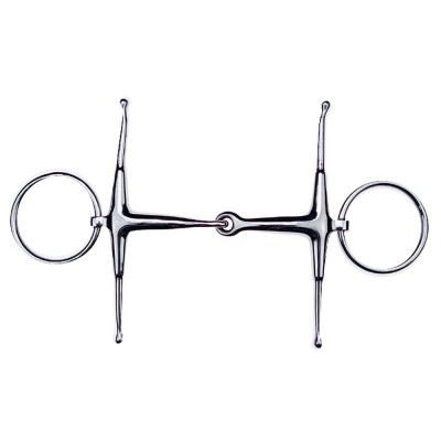Freio metálico para cavalo com argolas grandes e barra articulada