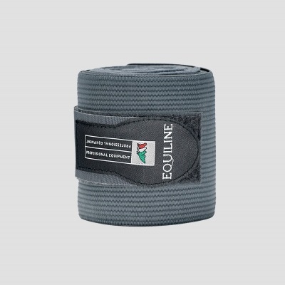 Faixa elástica cinzenta com fecho de velcro preto e etiquetas de texto