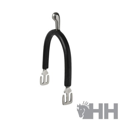 Espora metálica com revestimento preto e esporões em forma de garfos