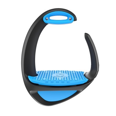 Estribo para cavalo preto e azul com base antiderrapante