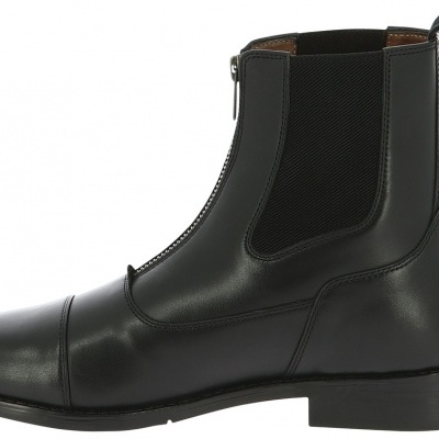 Bota preta masculina de couro com fecho de correr frontal