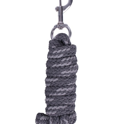 Corda cinzenta trançada com gancho metálico prateado