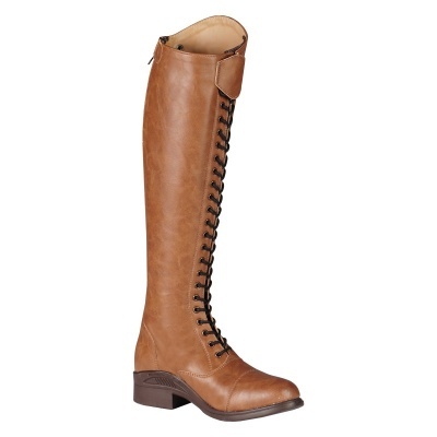 Bota alta castanha com atacadores pretos