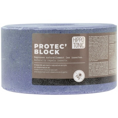 Bloco redondo azul PROTEC BLOCK HIPPO TONIC com etiqueta castanha