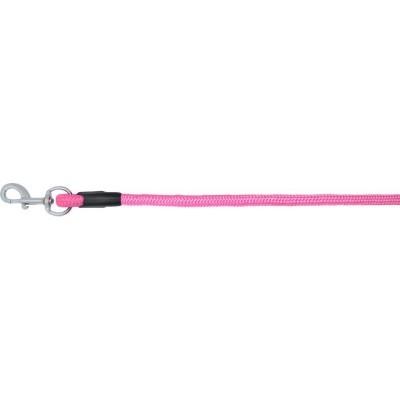 Trela para cão em corda rosa com gancho metálico