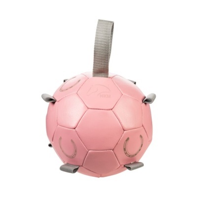 Bola cor-de-rosa com alça cinzenta e detalhes em relevo