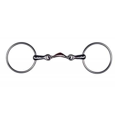 Bridão metálico prateado com dois anéis e peça central articulada