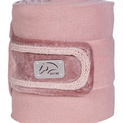 Faixa elástica rosa para equitação com detalhes decorativos