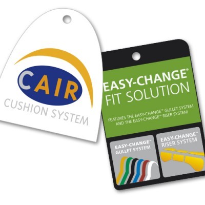 Etiquetas do sistema CAIR Cushion e Easy-Change Fit Solution