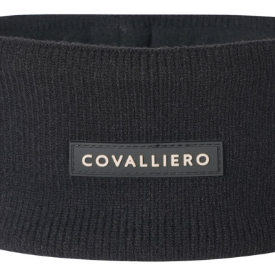 Bandana preta de malha canelada com etiqueta COVALLIERO