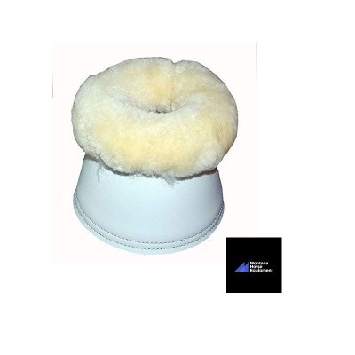 Campânula para casco de cavalo em couro branco com forro de lã creme