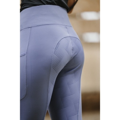 Leggings lavanda com bolso lateral e textura perfurada