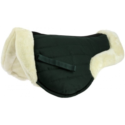 Suporte absorvente para sela de cavalo verde escuro com bordas em pele sintética creme