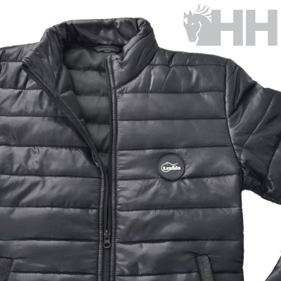 Casaco preto acolchoado com fecho de correr e logótipo Lexhis