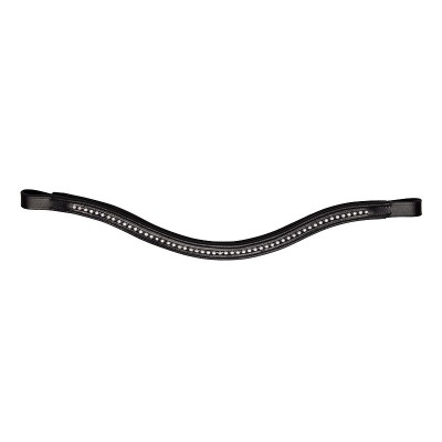 Frente de arreio em couro preto com cristais