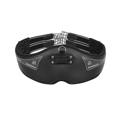 Cinturão elástico de suporte equitação Acavallo preto com fechos metálicos