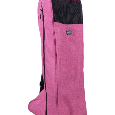 Bolsa de transporte rosa com malha preta e logo OLIPIA