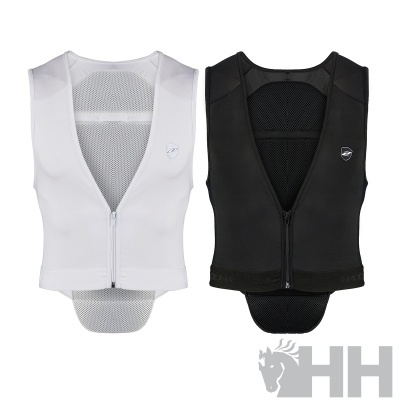 Colete de protecção para equitação, branco e preto, com fecho e tecido de rede