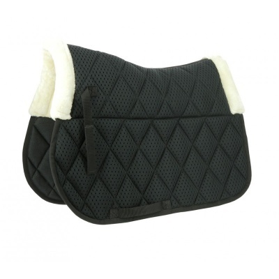 Mantais para sela pretos acolchoados com detalhes brancos felpudos