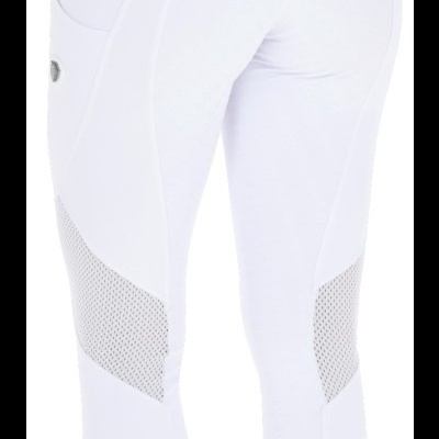 Calças desportivas brancas com detalhes em rede cinzenta