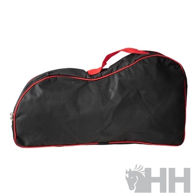 Bolsa preta e vermelha para transporte de arco