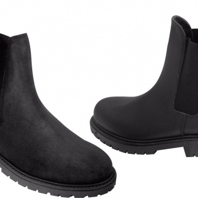 Botas Chelsea pretas com sola preta e tira elástica lateral