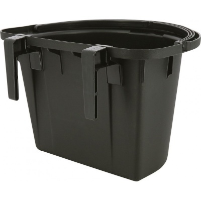 Contentor plástico preto retangular com ganchos de fixação
