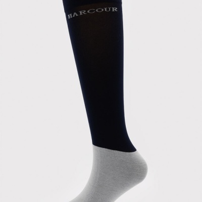 Meia bicolor preta e cinzenta com logo HARCOUR