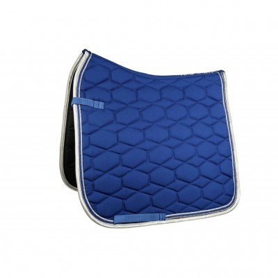 Tapete azul para sela com padrão hexagonal acolchoado e borda prateada