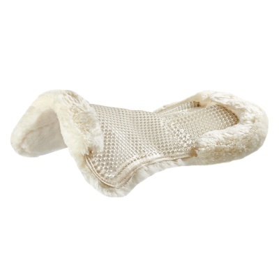 Manta para sela bege com bordas de pelúcia creme