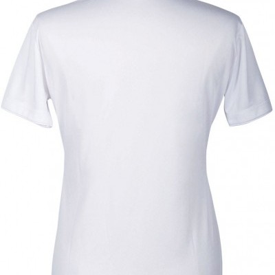 Camisola polo branca de manga curta vista de trás em manequim