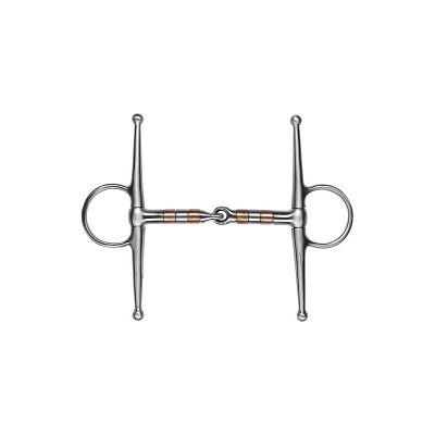 Freno de cavalo em aço inoxidável com argolas grandes e detalhes em cobre