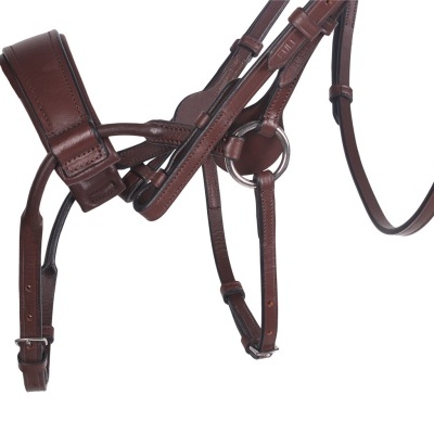 Cabeçada de couro castanho escuro para cavalo