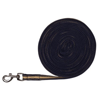 Trela de cão azul escuro enrolada com fecho metálico