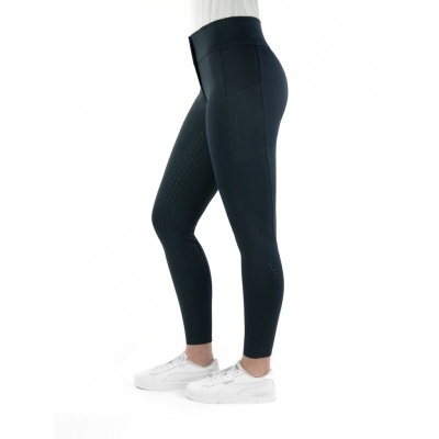 Leggings pretas com bolso lateral e padrão perfurado
